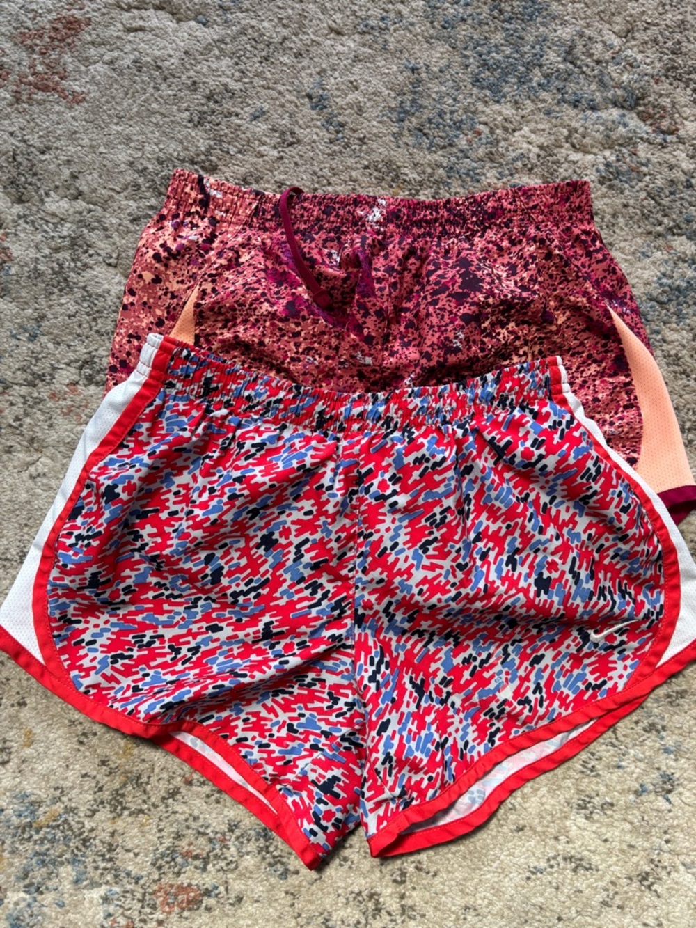 Nike girls  Red & Pink Patterned Athletic Shorts Duo